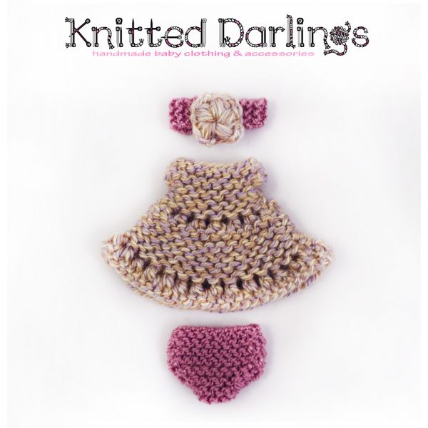  Handmade knitted 3 piece set for mini baby 4,5"- 5" by Knitted Darlings #76